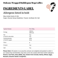Dobsons Wrapped Bubblegum Mega Lollies