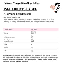 Dobsons Wrapped Cola Mega Lollies