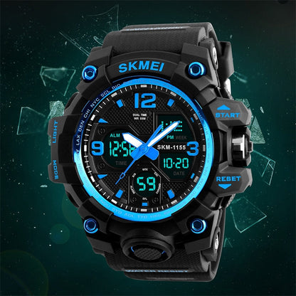SKMEI 1155B Multifunctional Men Outdoor Sports Noctilucent Waterproof Large Dial Wrist Watch