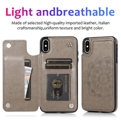 Double Buckle Mandala Pattern PU+TPU Protective Case with Card Slots & Holder & Photo Frame, For iPhone XS Max, For iPhone 11, For iPhone 11 Pro, For iPhone 11 Pro Max