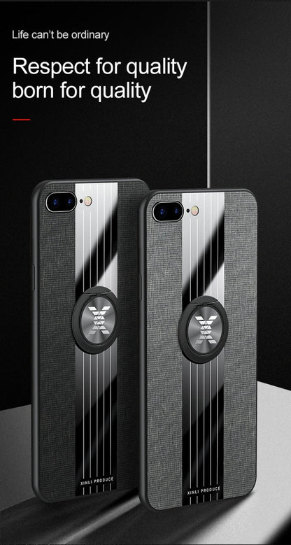 XINLI Stitching Cloth Textue Shockproof TPU Protective Case with Ring Holder, For iPhone 8 / 7, For iPhone 8 Plus / 7 Plus, For iPhone X / XS, For iPhone XR