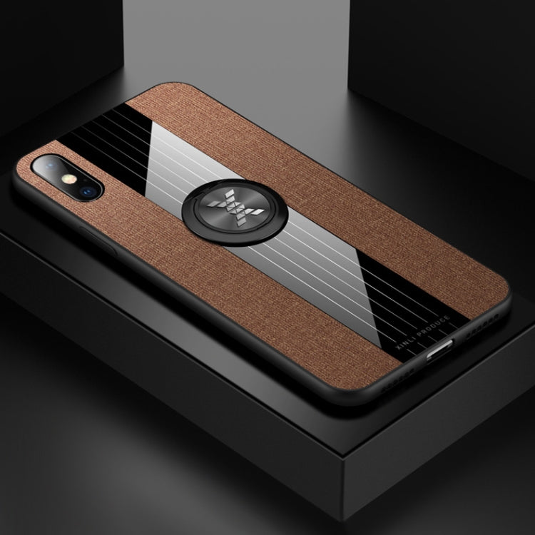 XINLI Stitching Cloth Textue Shockproof TPU Protective Case with Ring Holder, For iPhone 8 / 7, For iPhone 8 Plus / 7 Plus, For iPhone X / XS, For iPhone XR