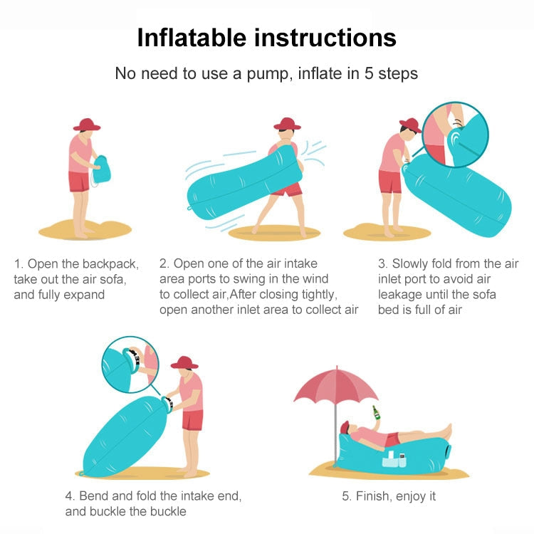 Outdoor Portable Lazy Water Inflatable Sofa Beach Grass Air Bed, Size: 200 x 70cm, 200 x 70cm Sky Blue, 200 x 70cm Black, 200 x 70cm Green, 200 x 70cm Pink, 200 x 70cm Rose Red, 200 x 70cm Sapphire Blue, 200 x 70cm Grass Green, 200 x 70cm Red          ...