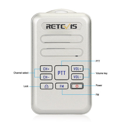 RETEVIS RT20 2W 400-470MHz 16CHS Mini FM Radio Two Way Radio Walkie Talkie,, RT20,US Plug
