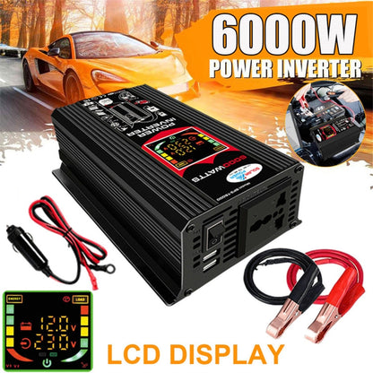 Tang III Generation 12V to 220V 6000W Car Power Inverter with LCD Display & Dual USB, 12V to 220V
