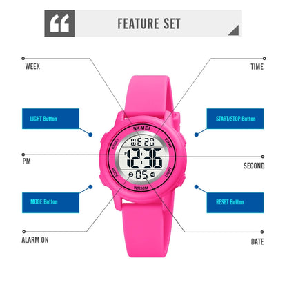 SKMEI 1721 Triplicate Round Dial LED Digital Display Luminous Silicone Strap Electronic Watch