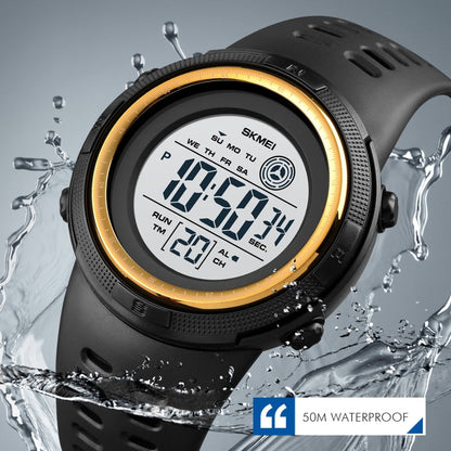 SKMEI 1773 Triplicate Round LED Dual Time Digital Display Colorful Backlight Electronic Watch