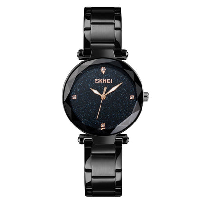 SKMEI 9180 Starry Sky Dial Stainless Steel Strap Quartz Watch for Ladies