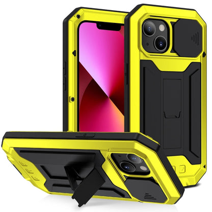 R-JUST Sliding Camera Shockproof Waterproof Dust-proof Metal + Silicone Protective Case with Holder, For iPhone 13 mini, For iPhone 13, For iPhone 13 Pro, For iPhone 13 Pro Max