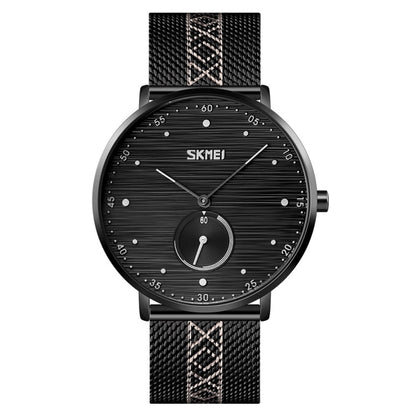 SKMEI 9218 Men Horizontal Striped Arabic Numeral Dial Mesh Belt Quartz Watch