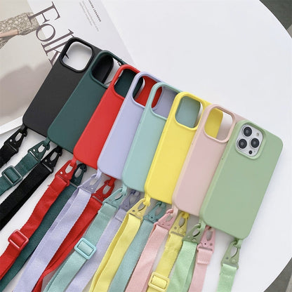 Elastic Silicone Protective Case with Wide Neck Lanyard, For iPhone 11 Pro Max, For iPhone 12 mini