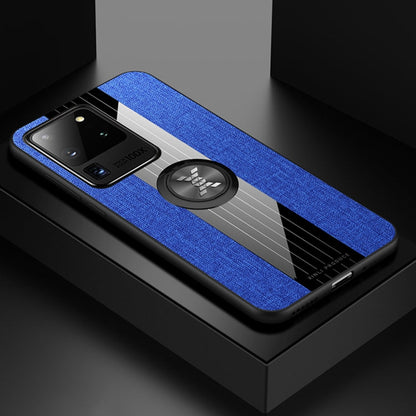 XINLI Stitching Cloth Textue Shockproof TPU Protective Case with Ring Holder, For Samsung Galaxy S20, For Samsung Galaxy S20 FE, For Samsung Galaxy S20+, For Samsung Galaxy S20 Ultra, For Samsung Galaxy S21 5G