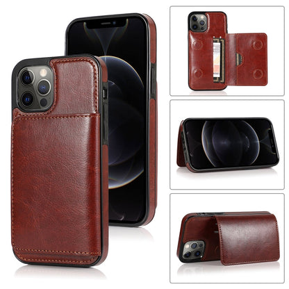 Shockproof PU + TPU Protective Case with Card Slots & Holder, For iPhone 13 mini, For iPhone 13, For iPhone 13 Pro, For iPhone 13 Pro Max