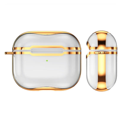Electroplating Frame + Transparent TPU Earphone Protective Case with Hook, For AirPods 3