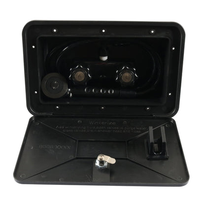 RV External Shower Box Head with Hose, A6622-02 Black