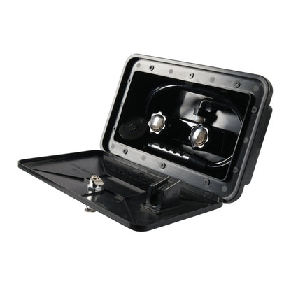 RV External Shower Box Head with Hose, A6622-02 Black