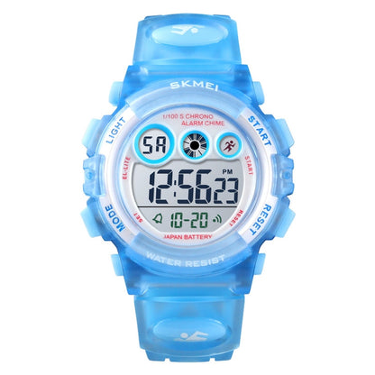 SKMEI 1451 LED Digital Stopwatch Chronograph Luminous Children Sports Electronic Watch, 1451(Transparent Purple), 1451(Transparent Sky Blue), 1451(Transparent Rose Red), 1451(White Shell Blue Circle), 1451(Yellow Shell Blue Circle)                     ...