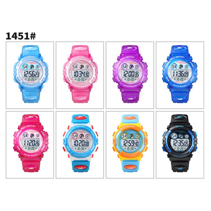 SKMEI 1451 LED Digital Stopwatch Chronograph Luminous Children Sports Electronic Watch, 1451(Transparent Purple), 1451(Transparent Sky Blue), 1451(Transparent Rose Red), 1451(White Shell Blue Circle), 1451(Yellow Shell Blue Circle)                     ...