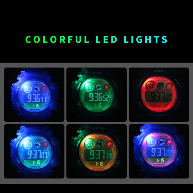 SKMEI 1451 LED Digital Stopwatch Chronograph Luminous Children Sports Electronic Watch, 1451(Transparent Purple), 1451(Transparent Sky Blue), 1451(Transparent Rose Red), 1451(White Shell Blue Circle), 1451(Yellow Shell Blue Circle)                     ...