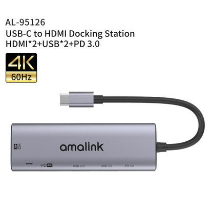 amalink 95126 Type-C / USB-C to Dual HDMI + 2 Ports USB + PD 3.0 Multi-function HUB, 95126