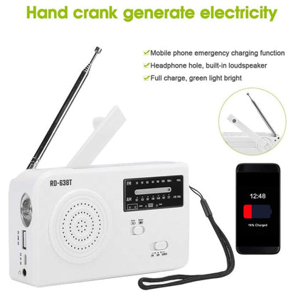 RD-638T Two-band Solar Powered AM / FM Radio Player Flashlight with Dynamo Function