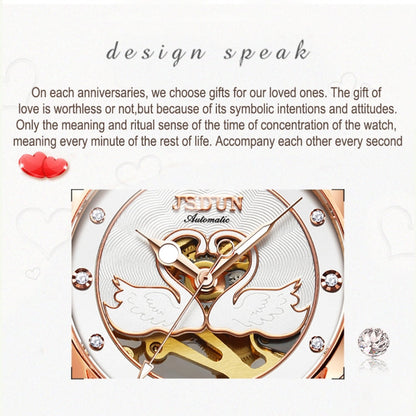 JIN SHI DUN 8831 Women Fashion Diamond Hollowed Waterproof Ceramic Mechanical Watch