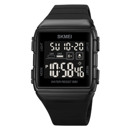 SKMEI 1960 Stainless Steel Buckle Silicone Strap Waterproof Electronic Watch, 1960 Blue, 1960 Black Gold, 1960 Black and White Machine, 1960 Black and Black Machine