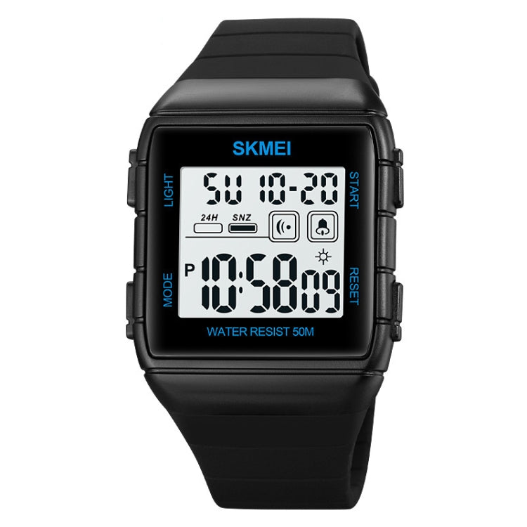 SKMEI 1960 Stainless Steel Buckle Silicone Strap Waterproof Electronic Watch, 1960 Blue, 1960 Black Gold, 1960 Black and White Machine, 1960 Black and Black Machine