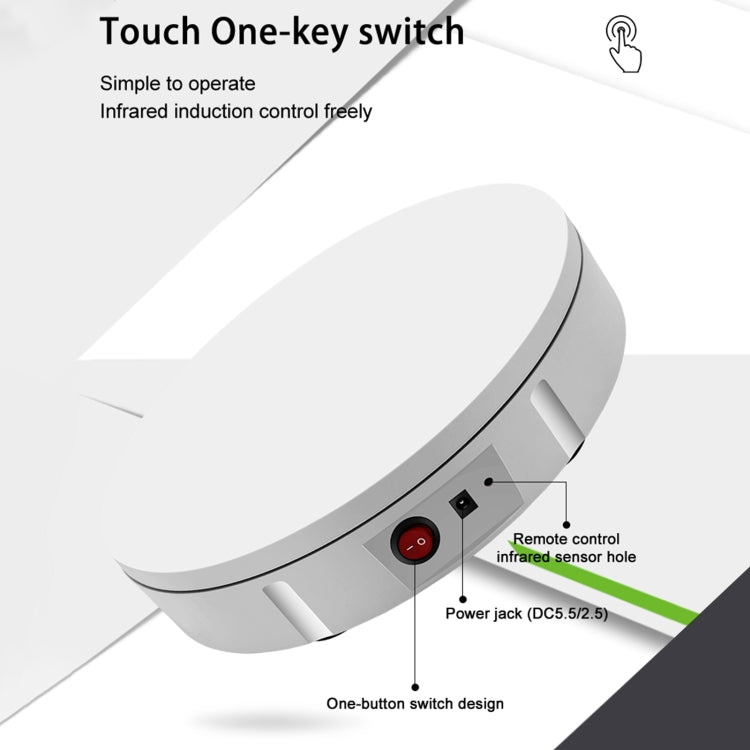 22cm Charging Rotating Display Stand Video Shooting Turntable, Load: 50kg, US Plug, EU Plug, UK Plug, AU Plug