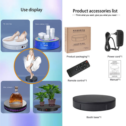 30cm Charging Rotating Display Stand Video Shooting Turntable, Load: 50kg, EU Plug, 30cm , Charging Power, US Plug, 30cm , Charging Power, UK Plug, 30cm , Charging Power, AU Plug, 30cm, Charging Power, US Plug, 30cm, Charging Power, UK Plug            ...