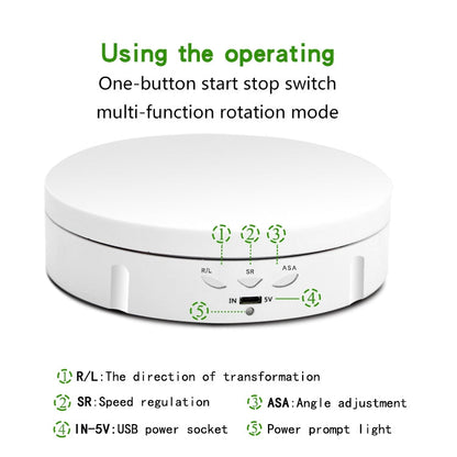 USB Electric Rotating Turntable Display Stand, Load: 10kg, 14.6cm Remote, 14.6cm Remote Mirror