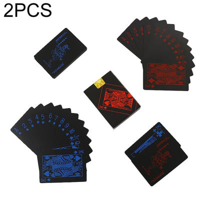 2 PCS Plastic Waterproof PVC Poker Cards, Blue+White, Red+White, Blue+Gold, Red+Blue