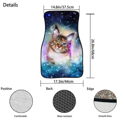 2 in 1 Universal Printing Auto Car Floor Mats Set, Grey Wolf