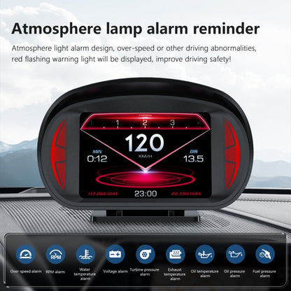 P2 3 inch Multi-function HD OBD LCD Instrument GPS Car Speed Slope Meter HUD Head-up Display, P2