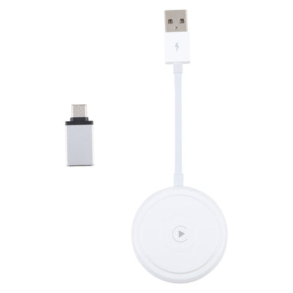 USB + USB-C / Type-C Wired to Wireless Carplay Adapter for iPhone, White Round