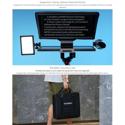 FEELWORLD TP16 16 inch Tablet Horizontal Vertical Prompting Folding Teleprompter, Bluetooth Remote Control, TP16