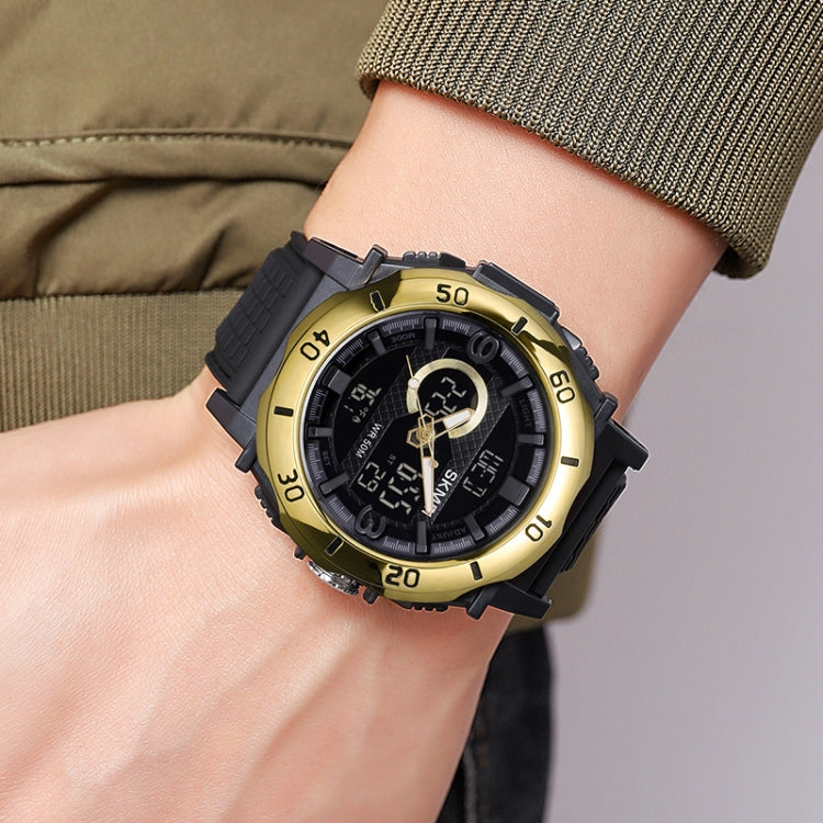 SKMEI 2098 Multifunctional Men 50M Waterproof Thermometer Dual Display Digital Wrist Watch