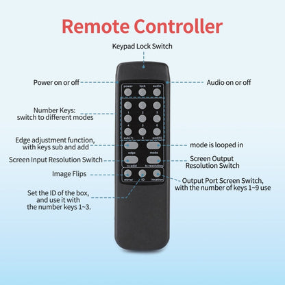 NK-330 3x3 4K 9 Screen HDMI DVI TV Video Wall Controller Splitter Multi Video Screen Processor Splicer, US Plug, AU Plug, EU Plug, UK Plug