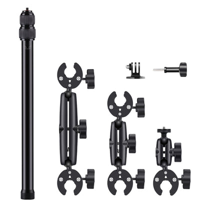 Motorcycle Clamps Handlebar Fixed Mount 3-stage Telescopic Selfie Stick, Double Dual-heads Crabs 3-stage Selfie Stick, Dual-heads Crab & Single Heads 3-stage Selfie Stick, 2 x Dual-heads Crab 1 x Single Heads