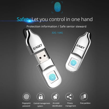 USB 2.0 Interface Metal Flash U Disk with Fingerprint Identification, FU5 64G