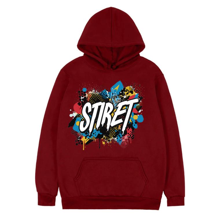 Alphabet Printed Fleece Hooded Sweatshirt Print On Your Demand, M, L