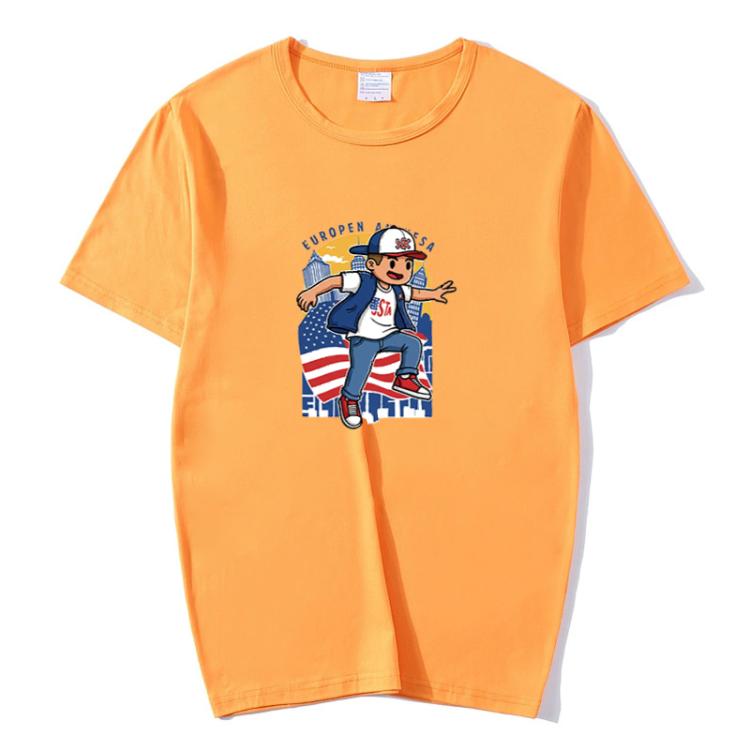 Boy Printed Round Neck Modal Short Sleeve T-shirt Print On Your Demand, M, POD T-Shirt, L