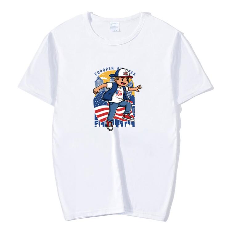 Boy Printed Round Neck Modal Short Sleeve T-shirt Print On Your Demand, M, POD T-Shirt, L