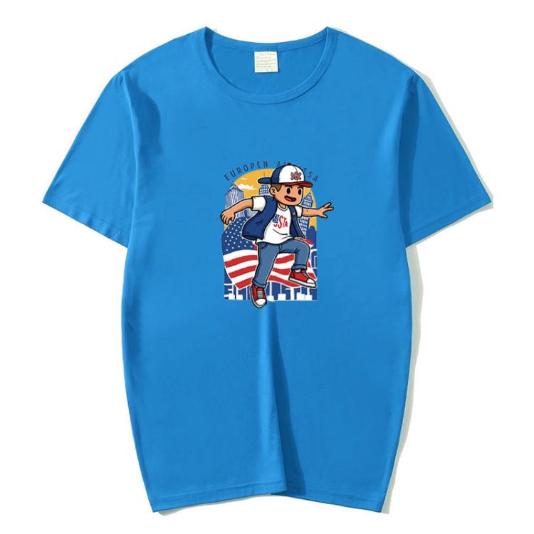 Boy Printed Round Neck Modal Short Sleeve T-shirt Print On Your Demand, XL, POD T-Shirt, XXL