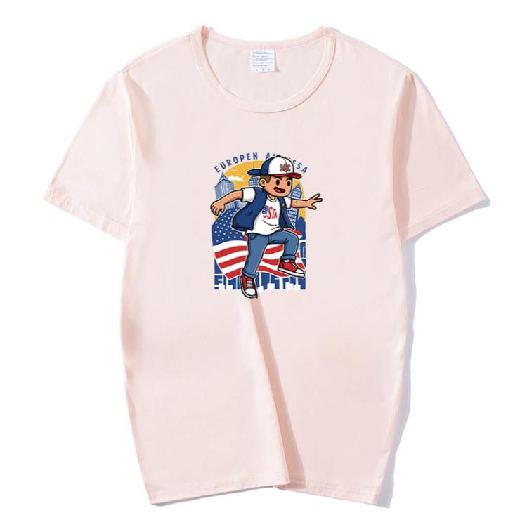 Boy Printed Round Neck Modal Short Sleeve T-shirt Print On Your Demand, XXL, POD T-Shirt, XXXL
