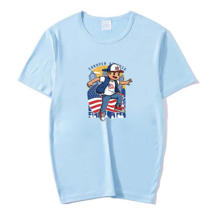 Boy Printed Round Neck Modal Short Sleeve T-shirt Print On Your Demand, XXL, POD T-Shirt, XXXL