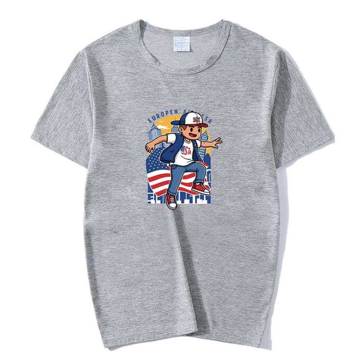 Boy Printed Round Neck Modal Short Sleeve T-shirt Print On Your Demand, XXXXL, POD T-Shirt, XXXXXL