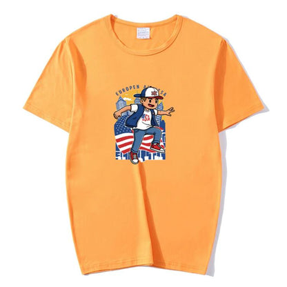 Boy Printed Round Neck Modal Short Sleeve T-shirt Print On Your Demand, XXXXL, POD T-Shirt, XXXXXL