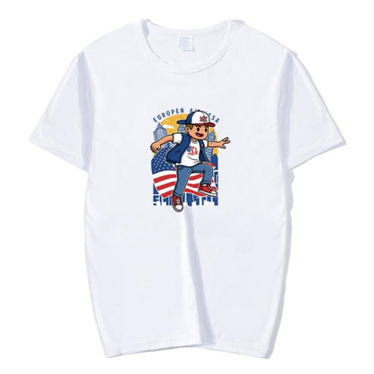 Boy Printed Round Neck Modal Short Sleeve T-shirt Print On Your Demand, XXXXL, POD T-Shirt, XXXXXL