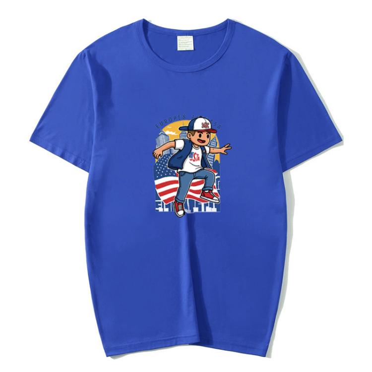 Boy Printed Round Neck Modal Short Sleeve T-shirt Print On Your Demand, XXXXXL